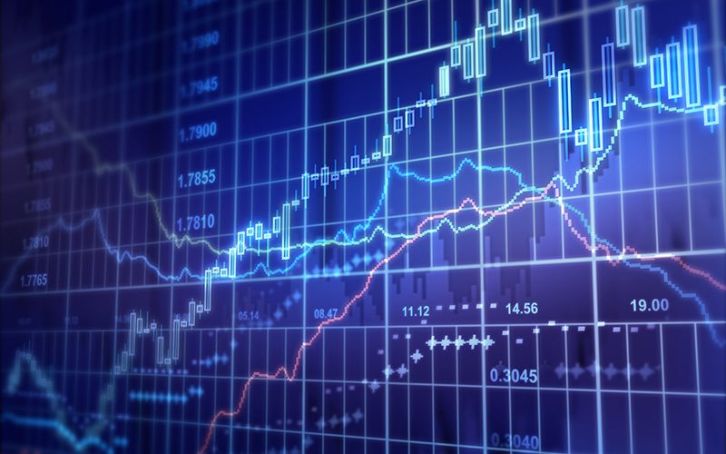 digital stock charts changing over time
